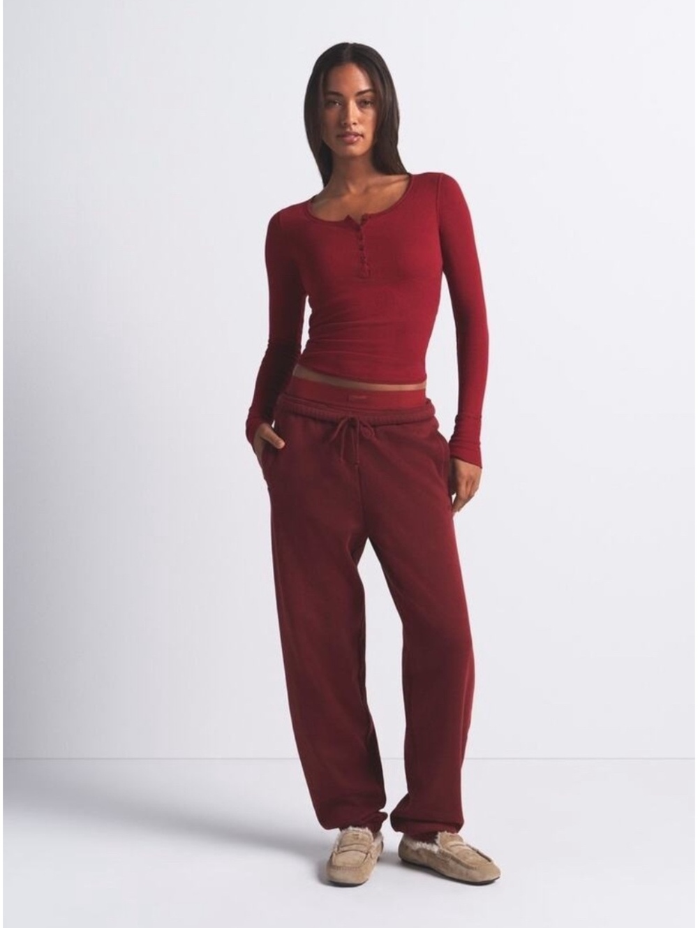 Skims cotton fleece jogger Merlot